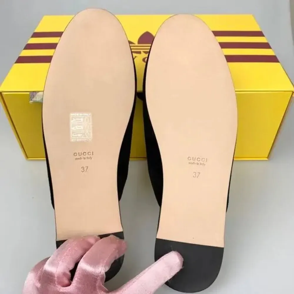 Gucci X Adidas Trefoil Slipper Loafer Flat Black Suede Size 37 New in Box - Image 7