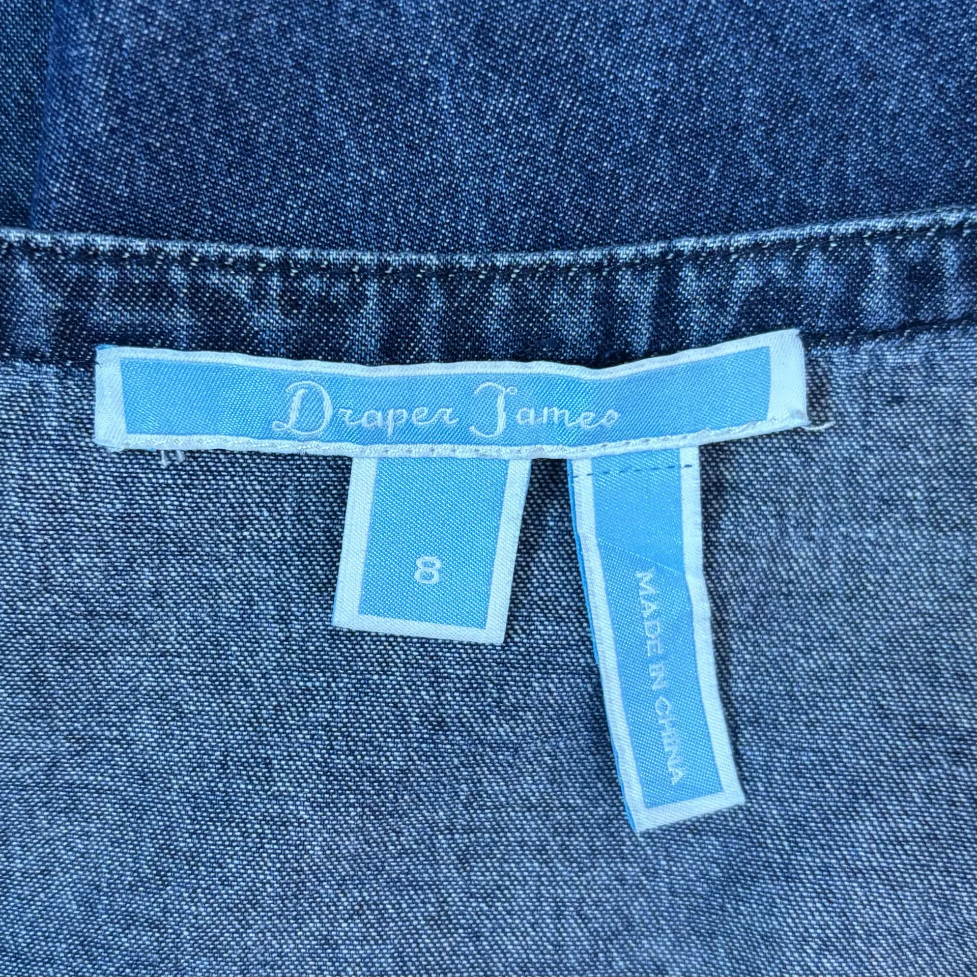 Draper James  Chambray Ruffle Shift Dress Size 8 - Image 4