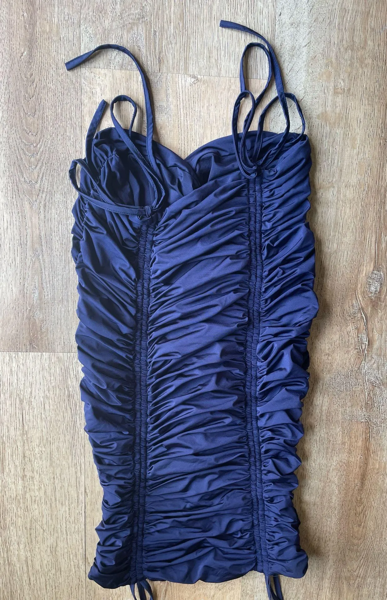 Tiger Mist Navy Blue Ruched Adjustable Bodycon Mini Dress Size M - Image 2