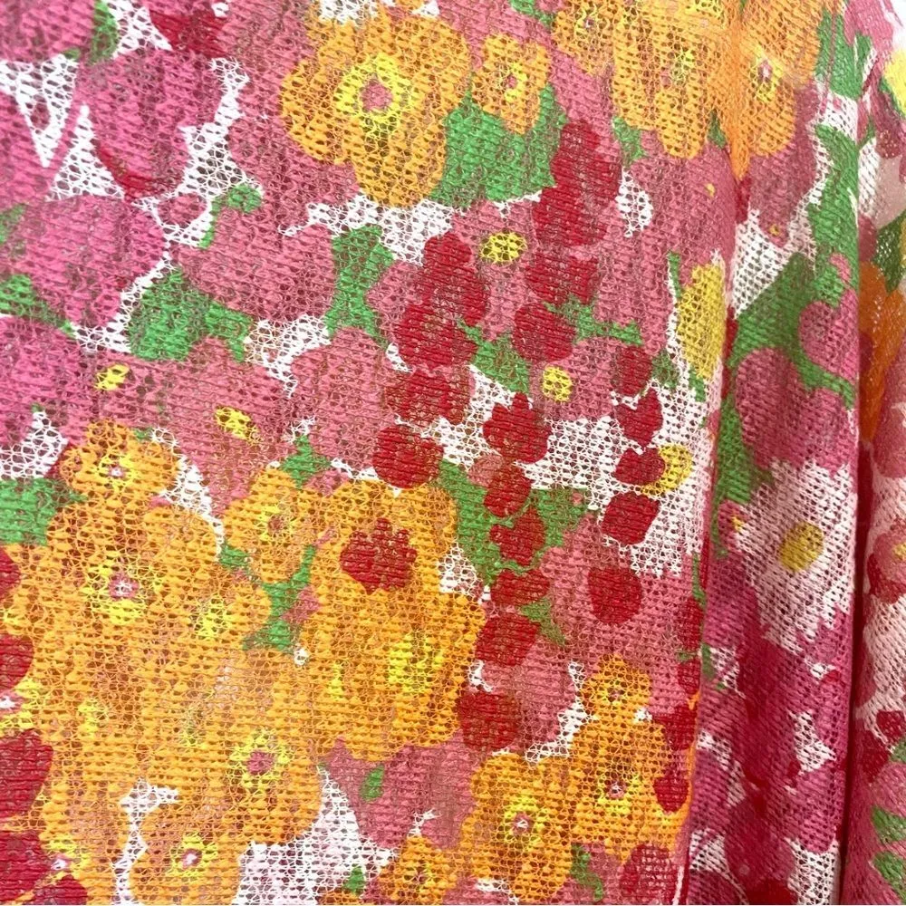 Top it Off Printed Emily Poncho Wrap Sweater Floral Pink Orange One Size Size undefined - Image 4