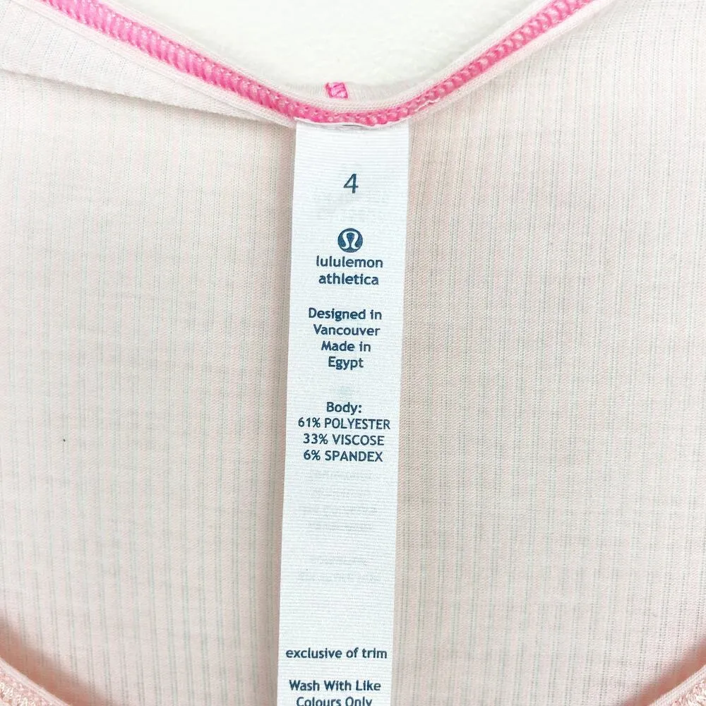 Lululemon Light Pink Ribbed Long Sleeve Tunic Top Sz 4 - Image 2