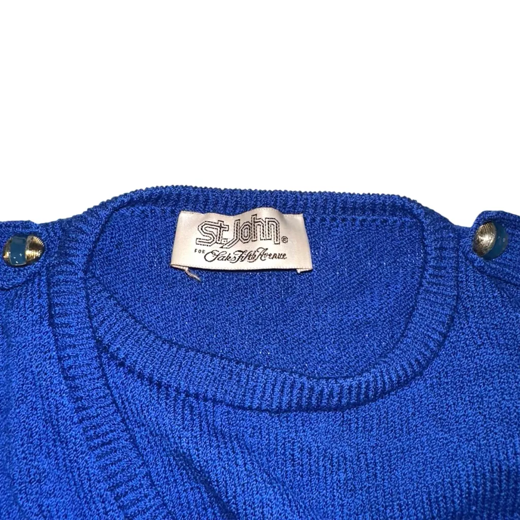 St. John Vintage Santana Knit Royal Blue Faux Wrap Dress - Image 3