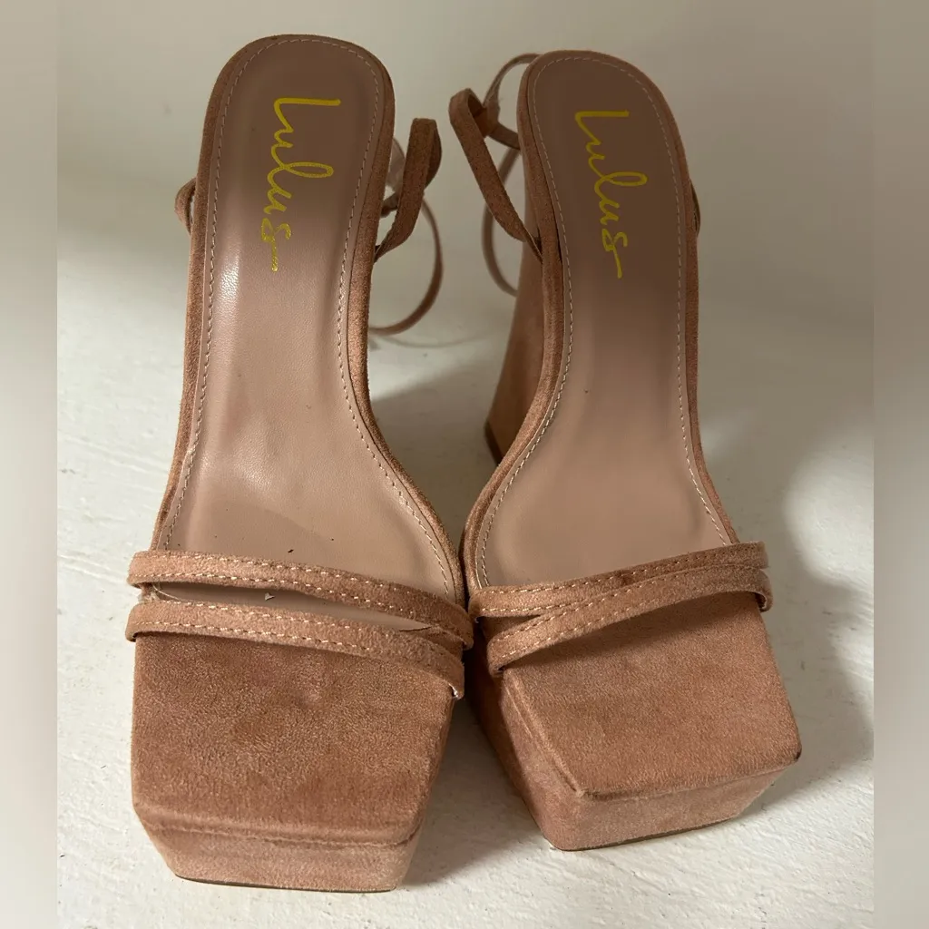 Lulus Elegant Tan Platform Heels LN Size 8 - Image 7