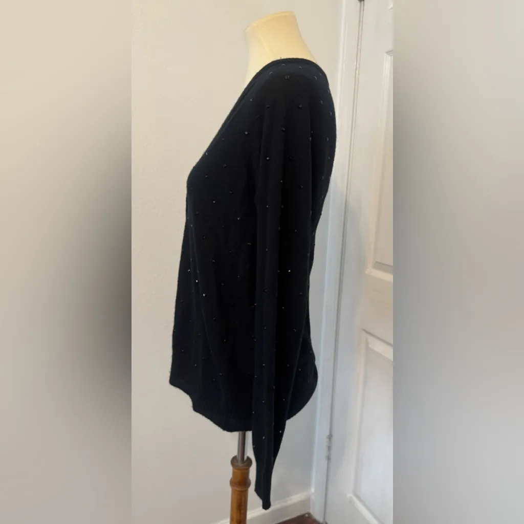 Zadig & Voltaire Jim Cashmere Crystal Studded Cardigan Black Size Large *READ* - Image 2