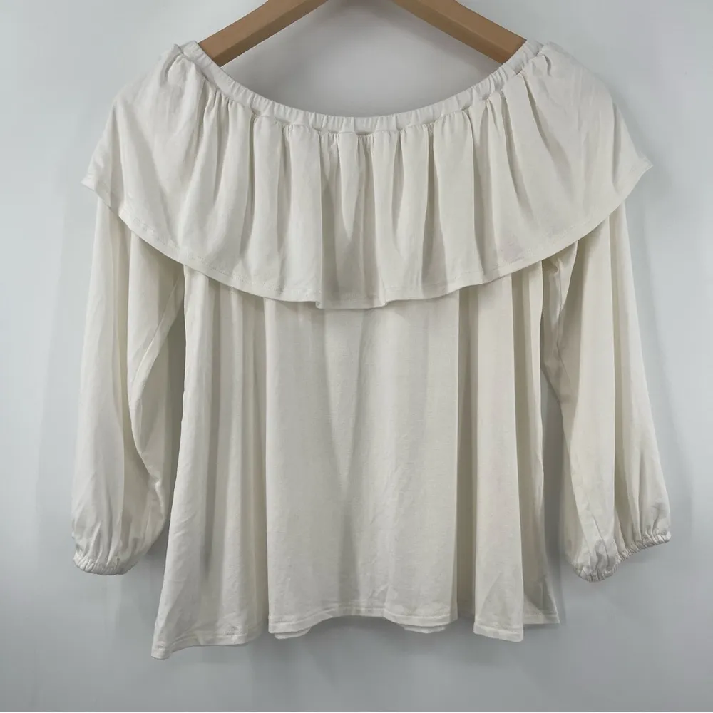 RACHEL PALLY Diandre Top Off the Shoulder White Cream Ruffle Extra Small NWT - Image 3