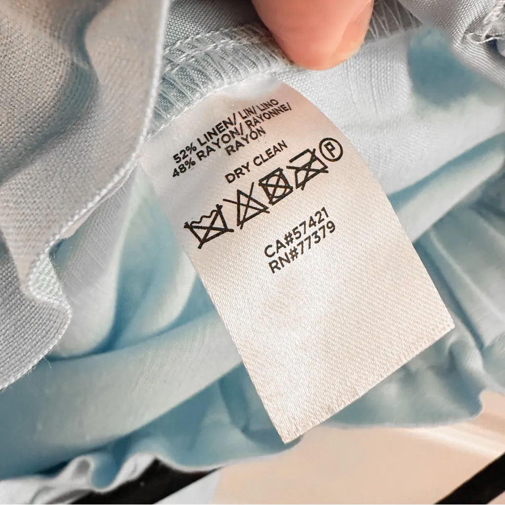 NEW Ann Taylor Linen Blend Wide Leg Palazzo Pant Blue Aqua Crystal Large Petite - Image 10