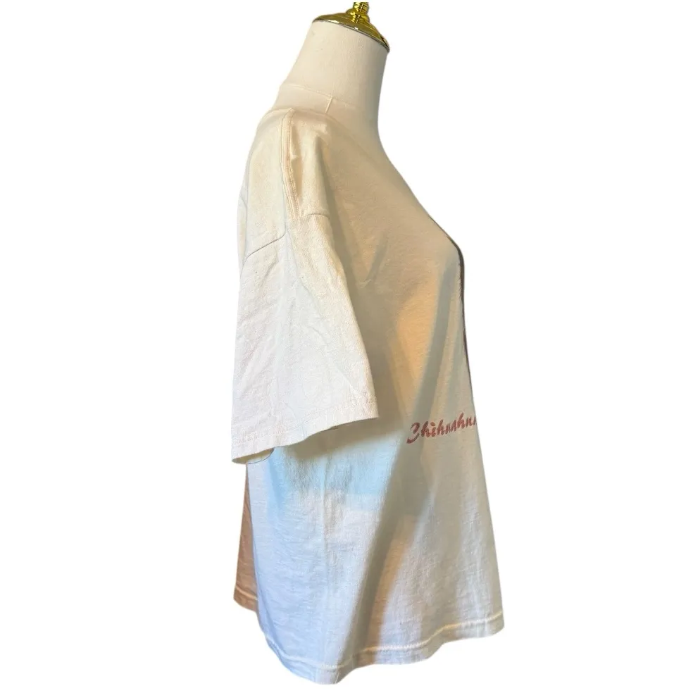 Handpainted Chihuahua Cream Off-white T-shirt Large L - Image 4