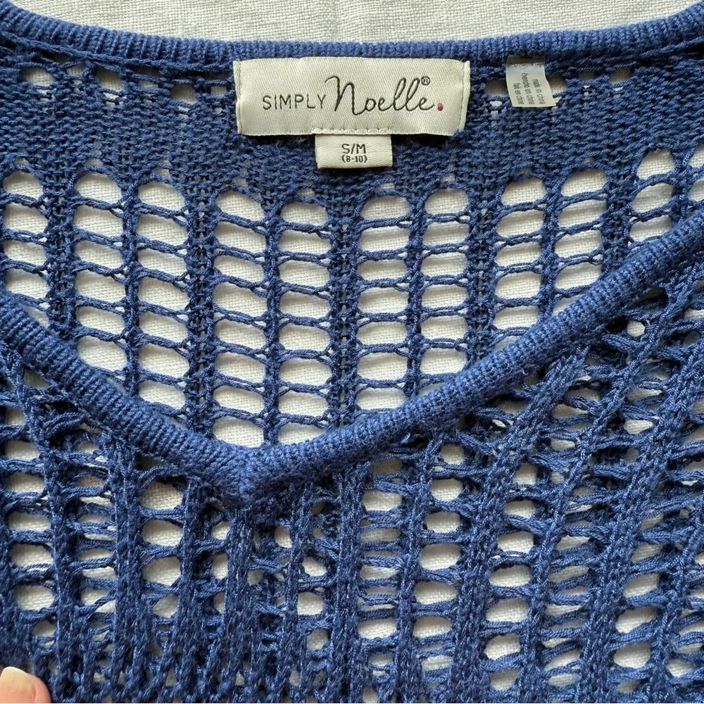 Simply Noelle Blue Crochet Swim Coverup with‎ V-Neck size small Cottagecore - Image 5