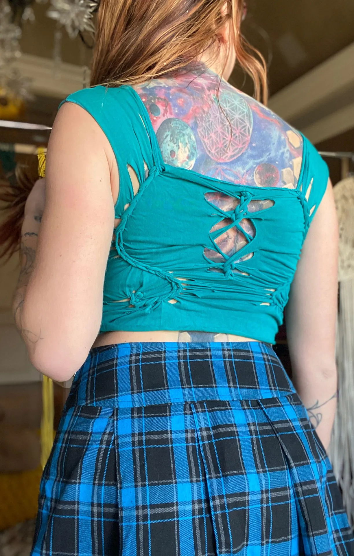 Handmade Crop Top Unique Blue Size XS - Image 3