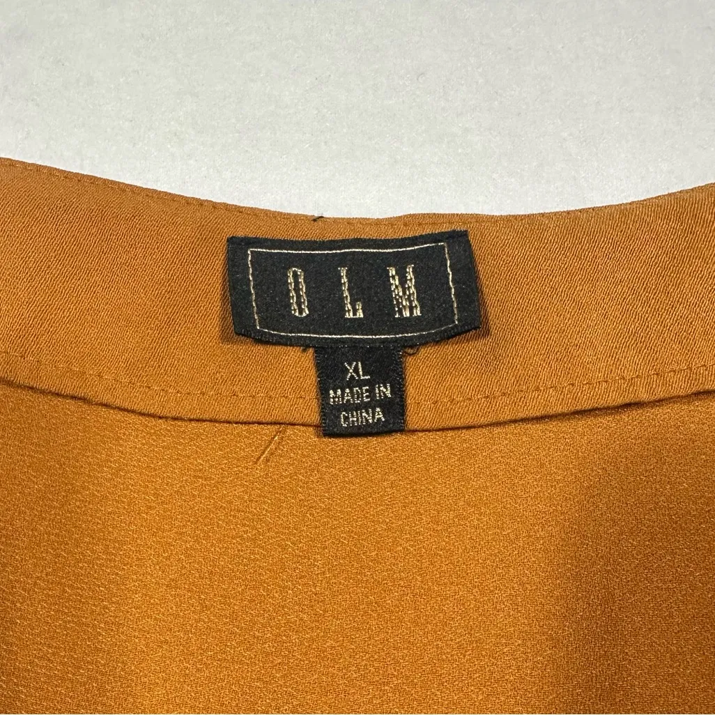 OLM Mustard Peplum Top Flutter Sleeves V - Image 3