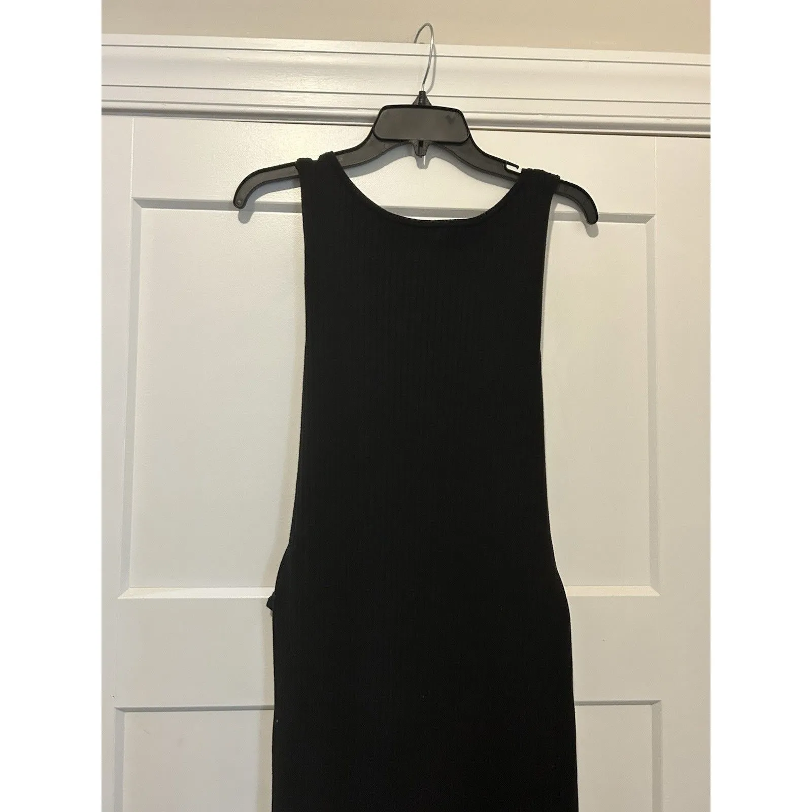 Good American Black Knit Ribbed Sweater Tank Dress Waist Tie Bodycon Size 3X - Image 4