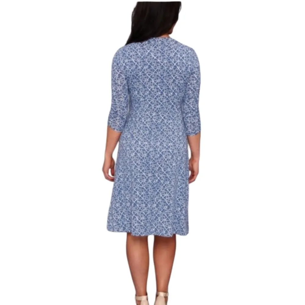 Pendleton Breezeway Coral Print Jersey Knit Faux Wrap Petite Medium Dress - Image 7