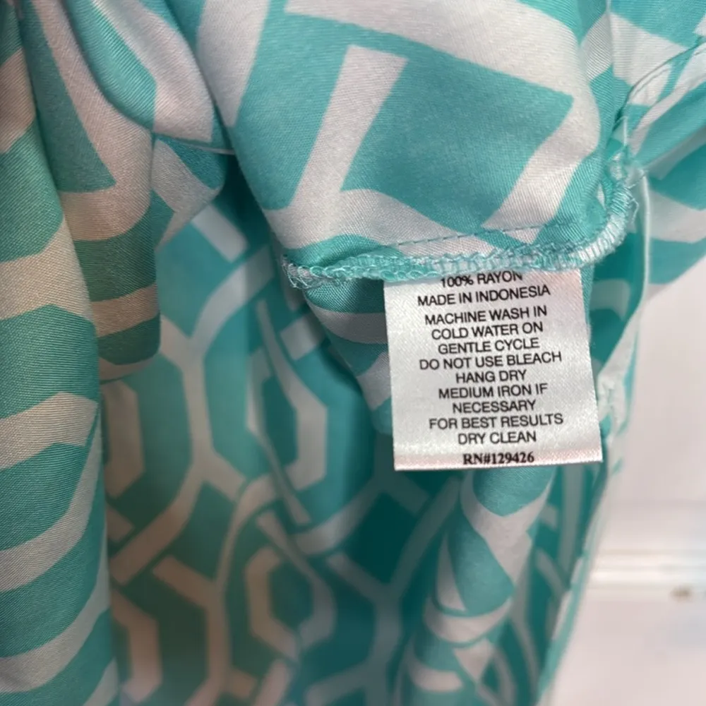 Escapade Women's Aqua Geometric Trellis Top Tunic Swim Cover NEW W1156 Sz L - Image 6