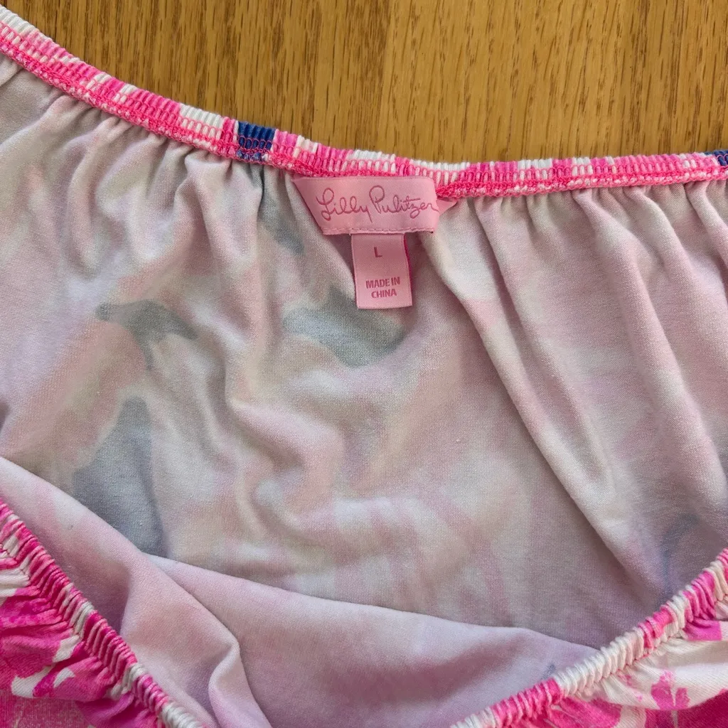 LILLY PULITZER Lana Off The Shoulder Romper Size XL Tiki Pink Beach Bliss - Image 3