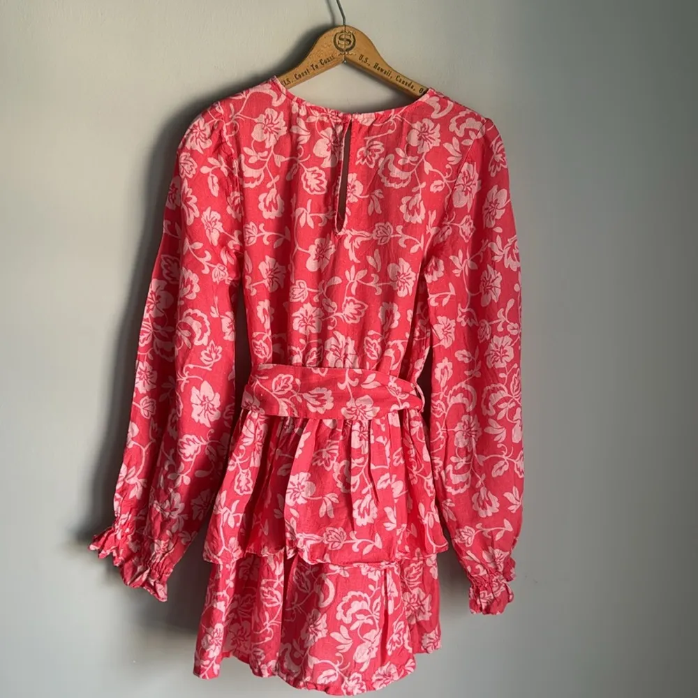 RAMY BROOK Jolie linen Floral Mini Tiered Dress Small - Image 3