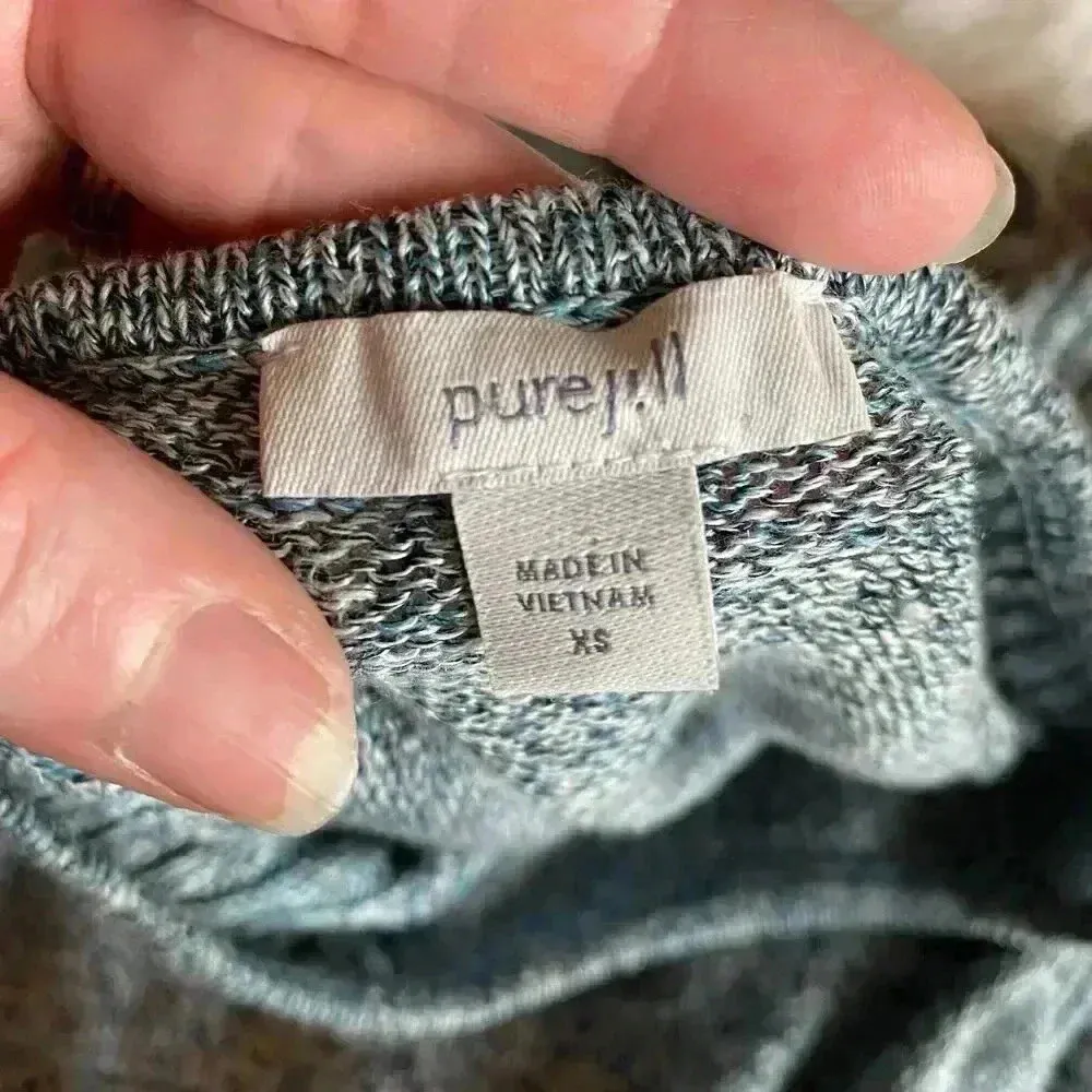 J. JILL PURE JILL Linen Blend Knit Ribbed Sleeve Sweater Beachy Coastal Size XS Blue - Image 3