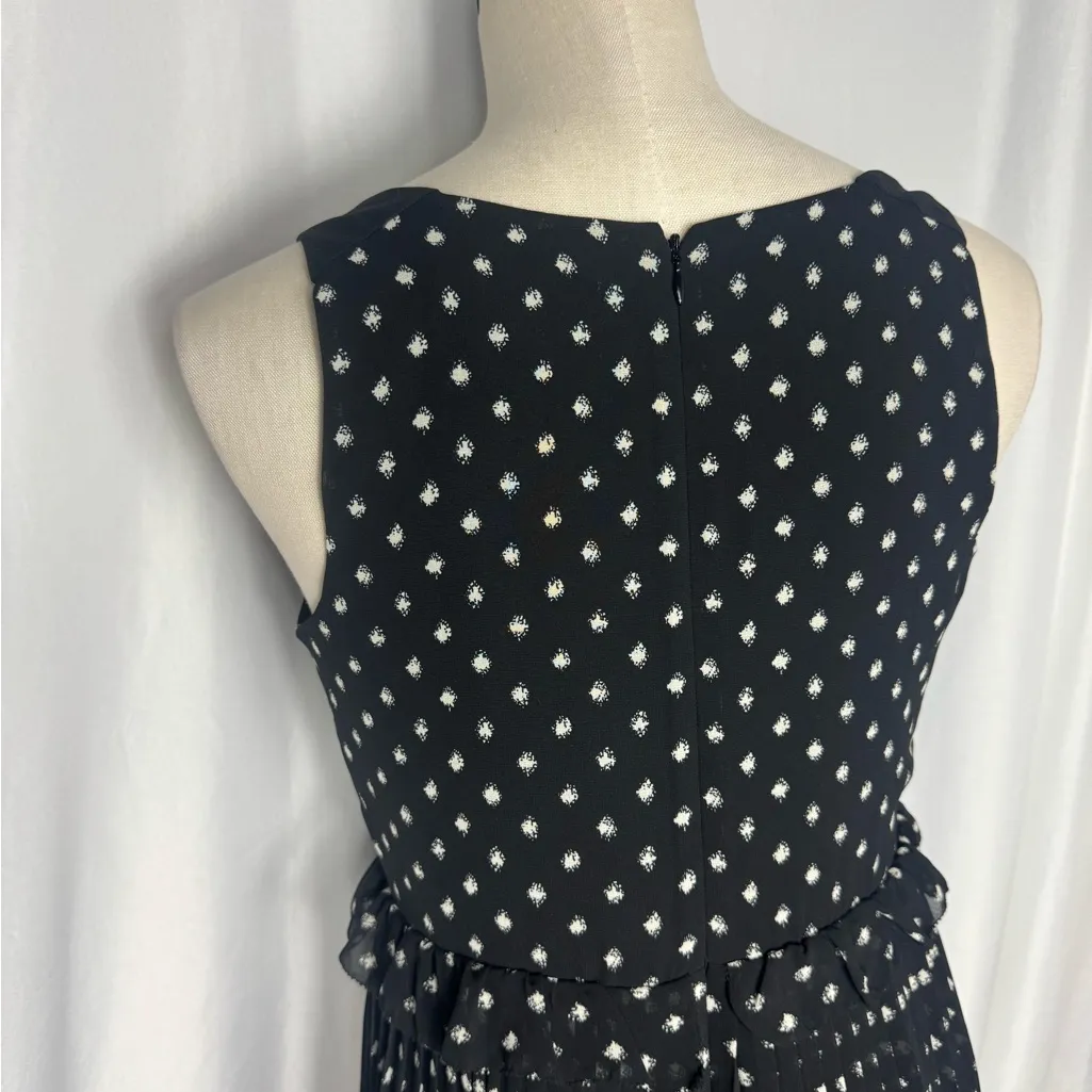 Ann Taylor Loft Elegant Black and White Polka Dot Dress pleated zip up NWOT 4p - Image 8