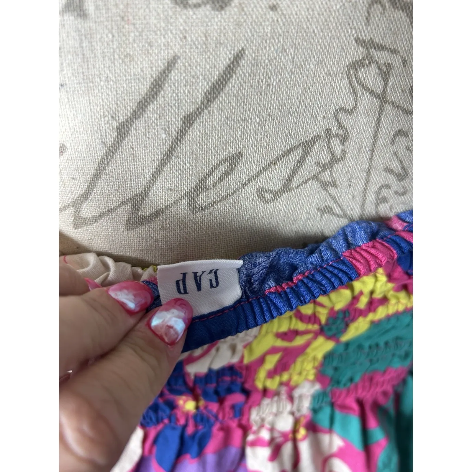 Gap Dress Size XS‎ Floral Multicolor Spaghetti Strap Smocked Sun SOLD - Image 5