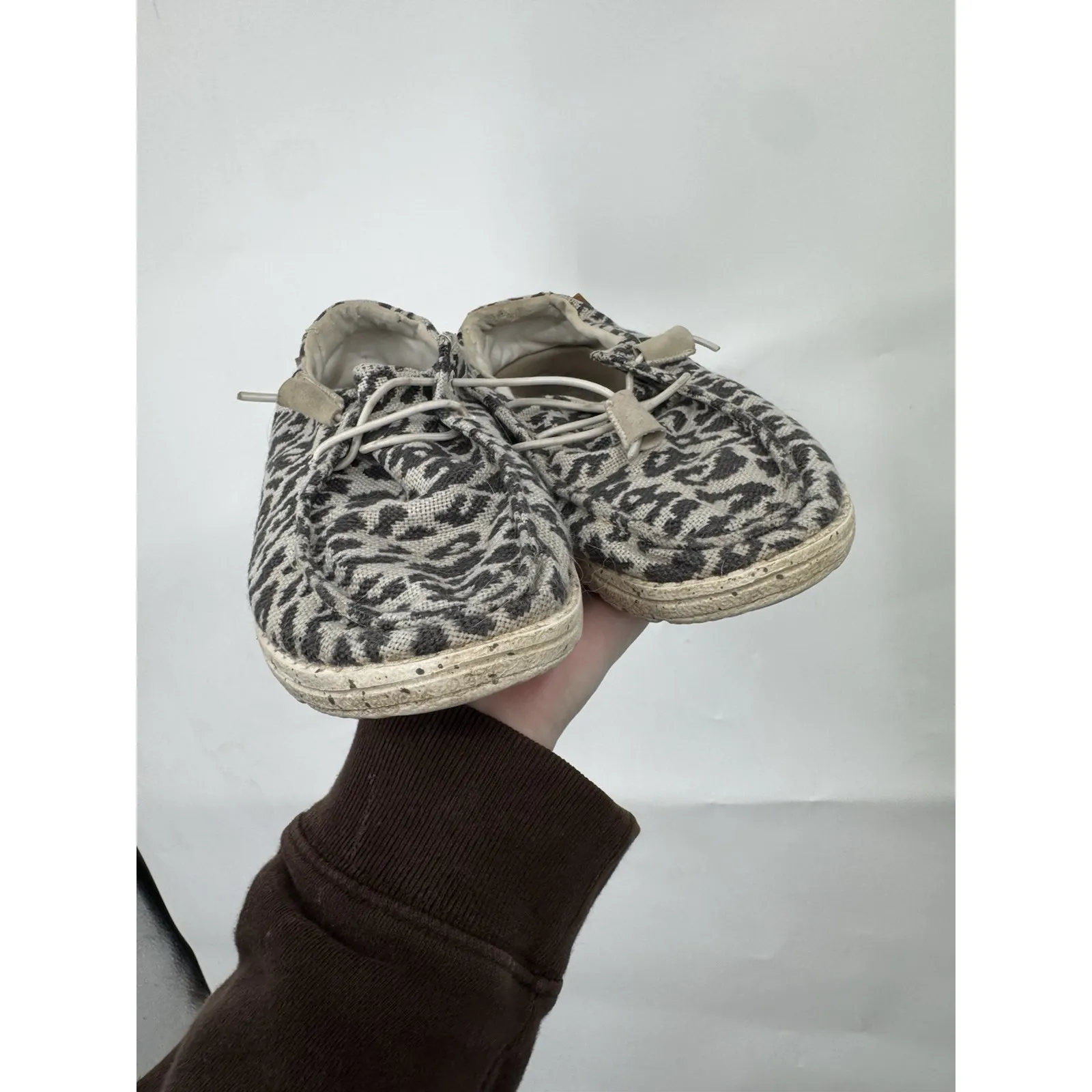 Hey Dudes Wendy Cheetah Print Shoe Women 7 White Grey Casual Beach Summer Preppy - Image 7