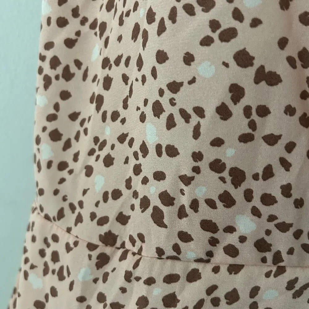 Pleione Women's Collared Pink Animal Print Peplum Wrap Top XS NWOT - Image 6