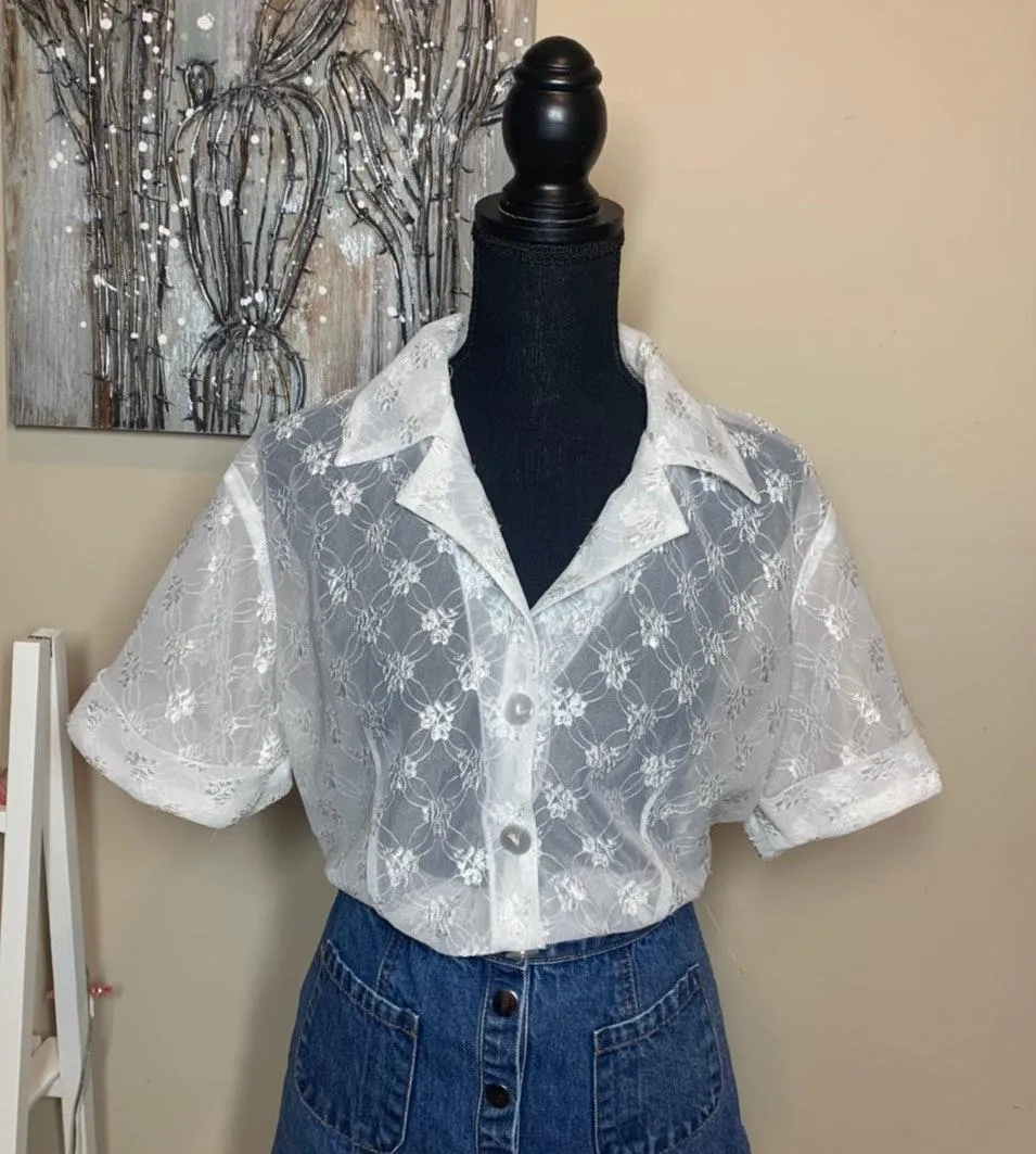 Embroidered Blouse White Size M - Image 2