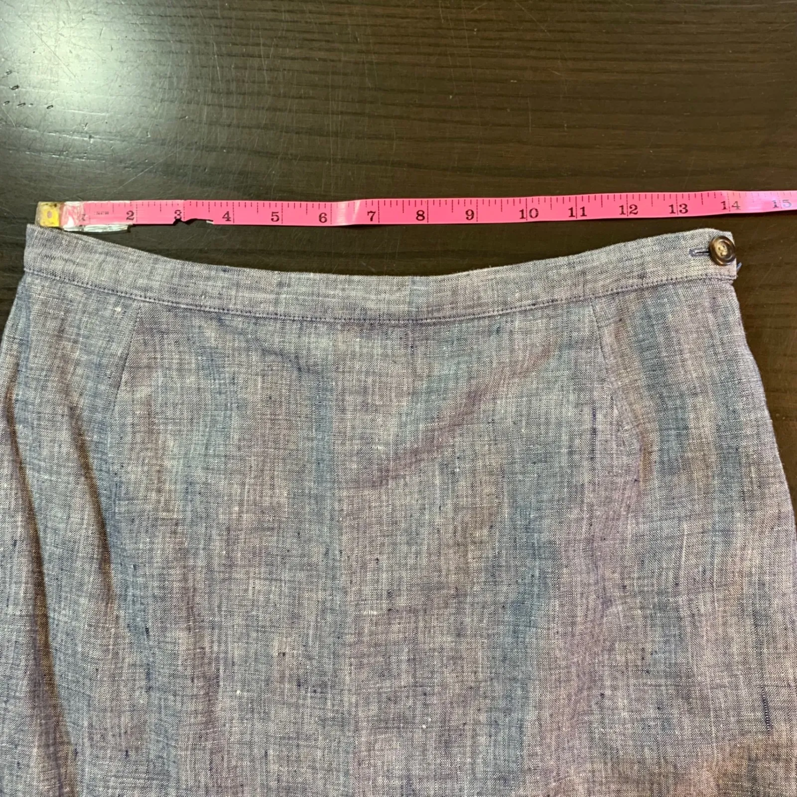 Laura Ashley‎ Linen Maxi Skirt Womens USA 8 Long Blue Vintage READ FLAWS - Image 4