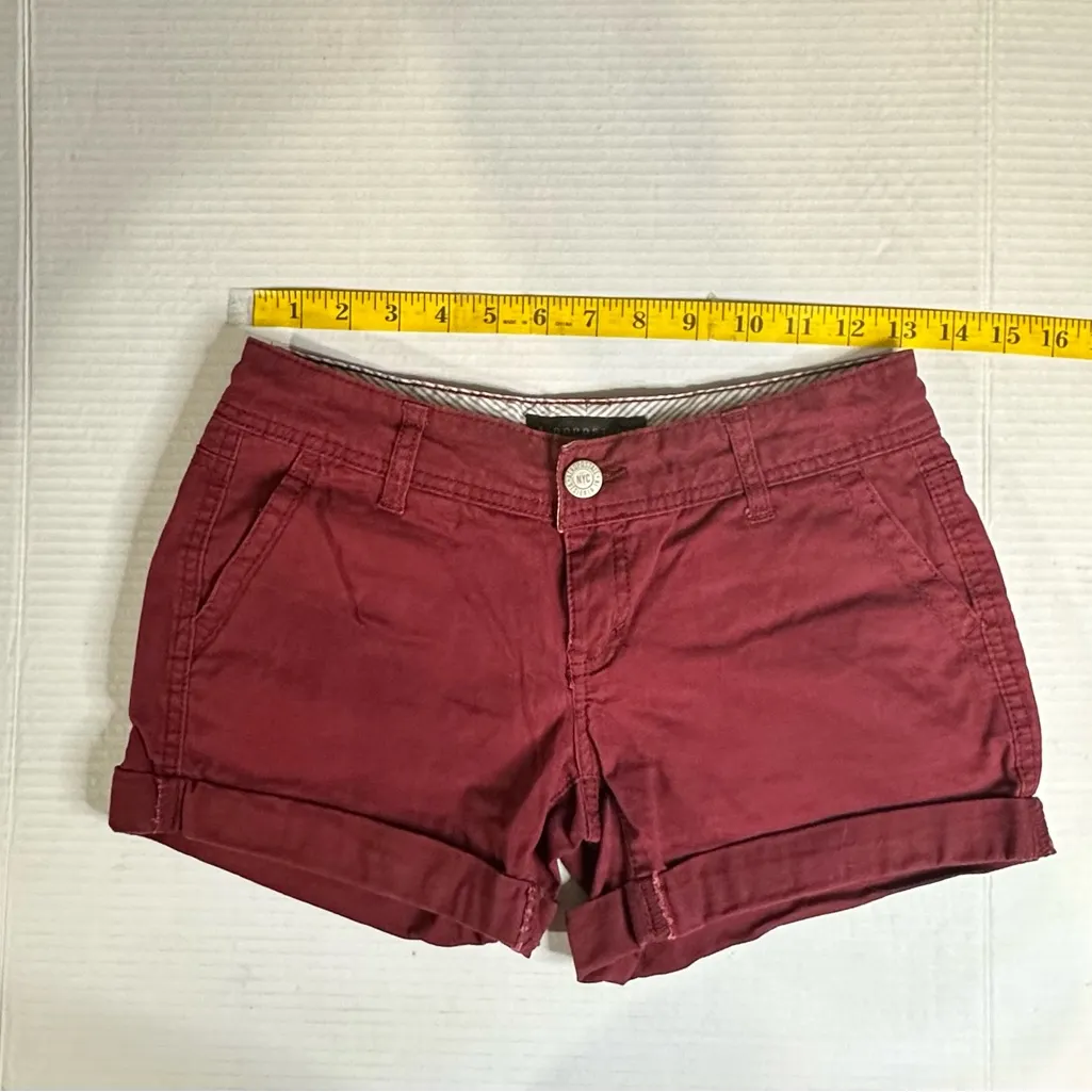 Aeropostale Women‎ Stretch High Waist Midi Twill Short Burgundy Maroon Size 00 - Image 4