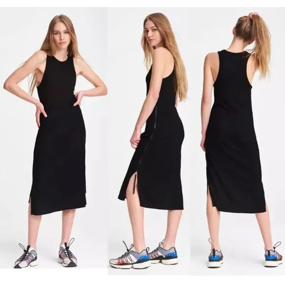 Rag & Bone The Knit Rib Side Zip Sleeveless Tank Midi Dress Black Women's S / P - Image 2