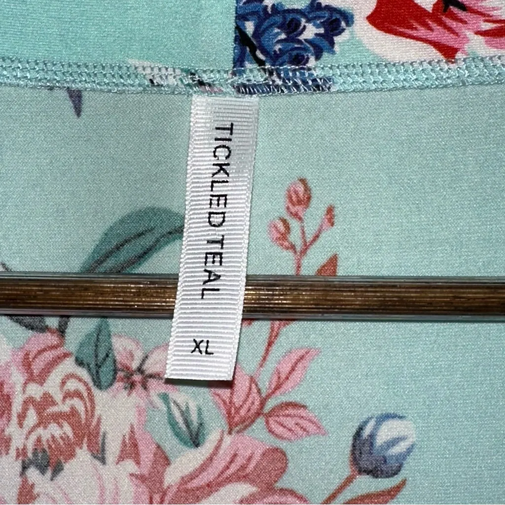Tickled Teal floral open front cardigan with pockets women XL - Image 3