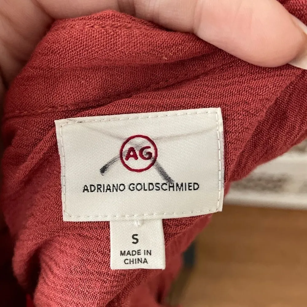 Ag Adriano Gold Schmied Crinkle Blouse 3/4 Sleeve Front Pockets‎ Small - Image 4