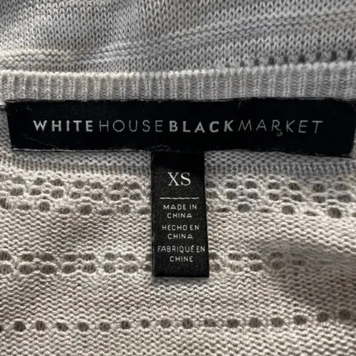WHITE HOUSE BLACK MARKET Dove Gray & White Studded Sweater Ribbon Sleeves EUC XS - Image 10