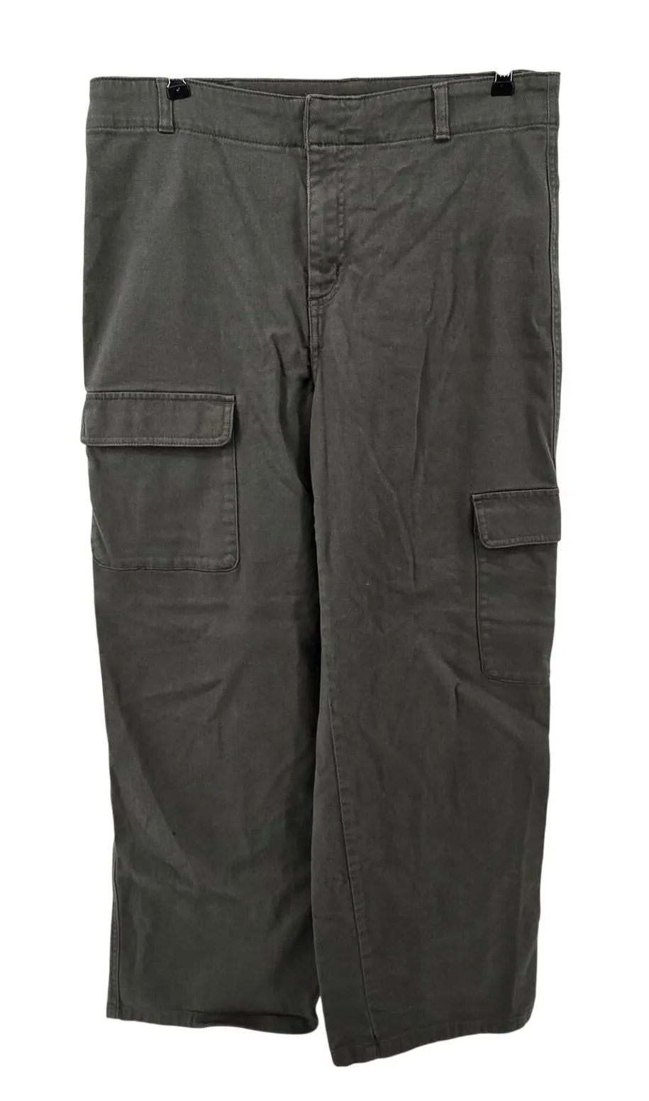 Quince Organic Stretch Cotton Twill Cargo Pants Olive Green Size 12 - Image 1