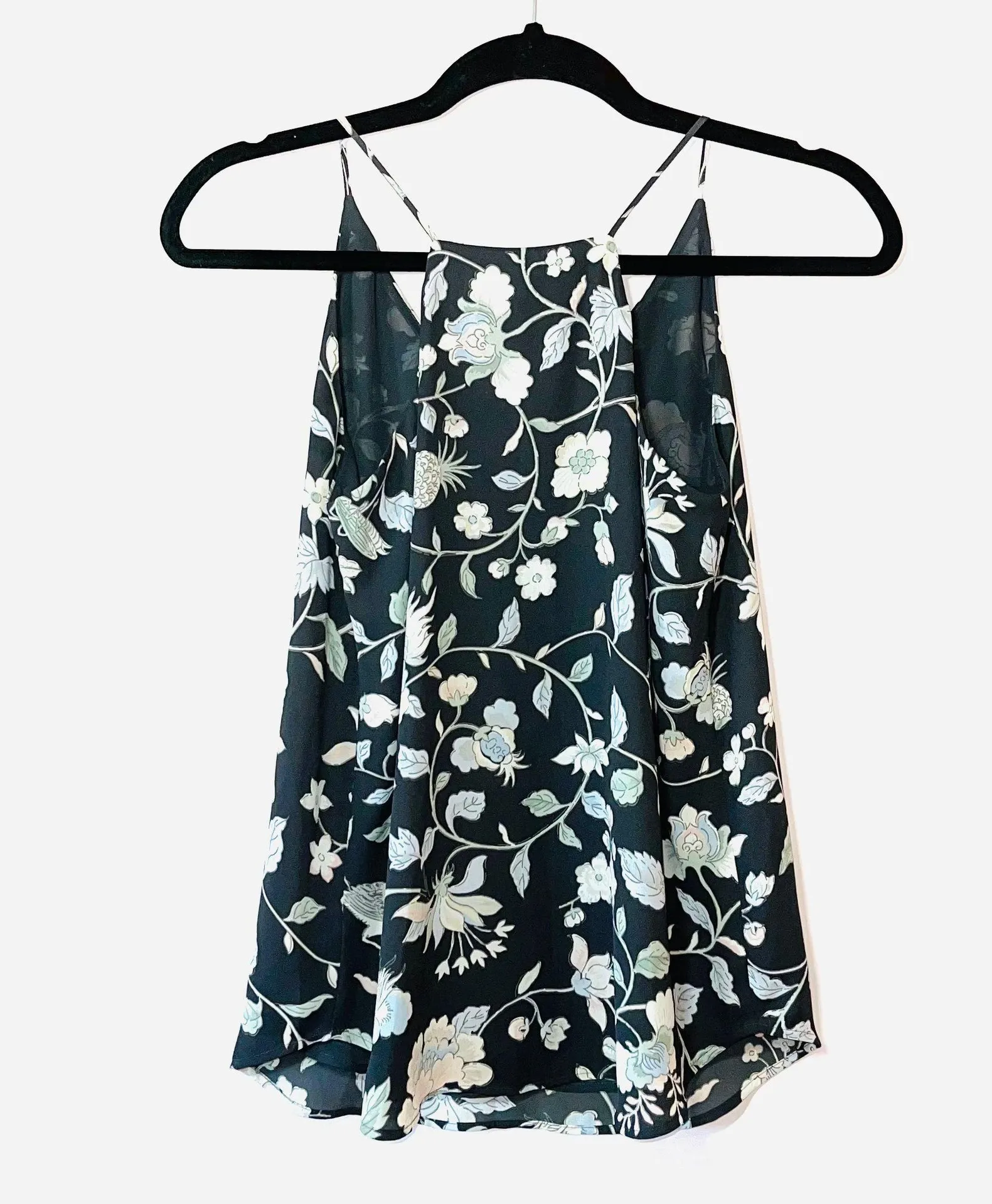 Gray Floral Racer Back Tank Top Sz XSP - Image 2