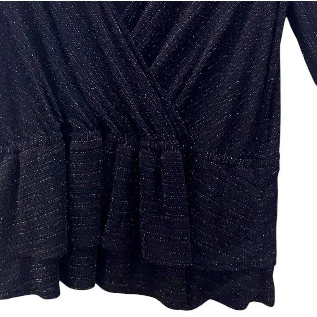 ModCloth Womens Peplum Top Size 1x 70s Black Disco‎ Glam Glitter Sparkle Party - Image 5