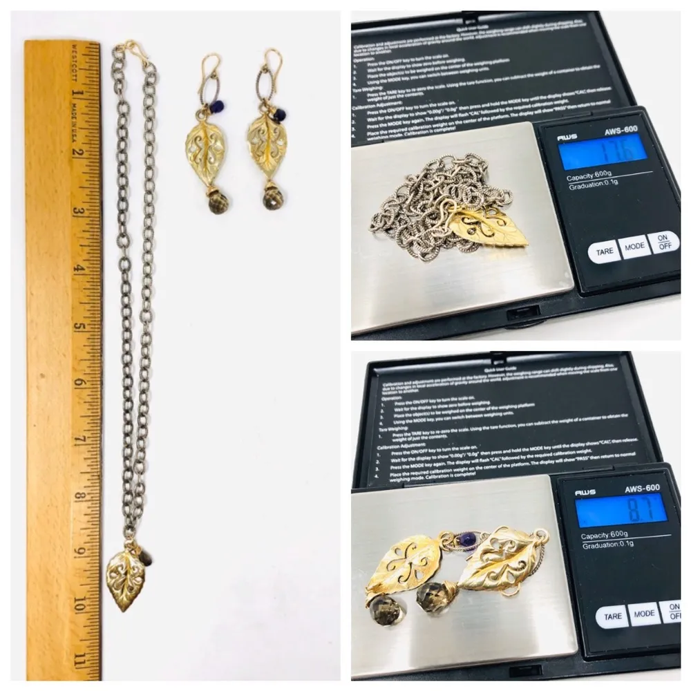 Antiqued sterling silver necklace, earrings set - Image 8