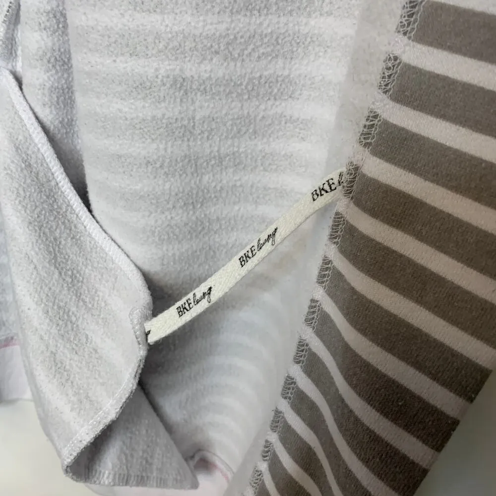 BKE  Gray White Striped Lounge Jacket Robe Sz Medium - Image 3