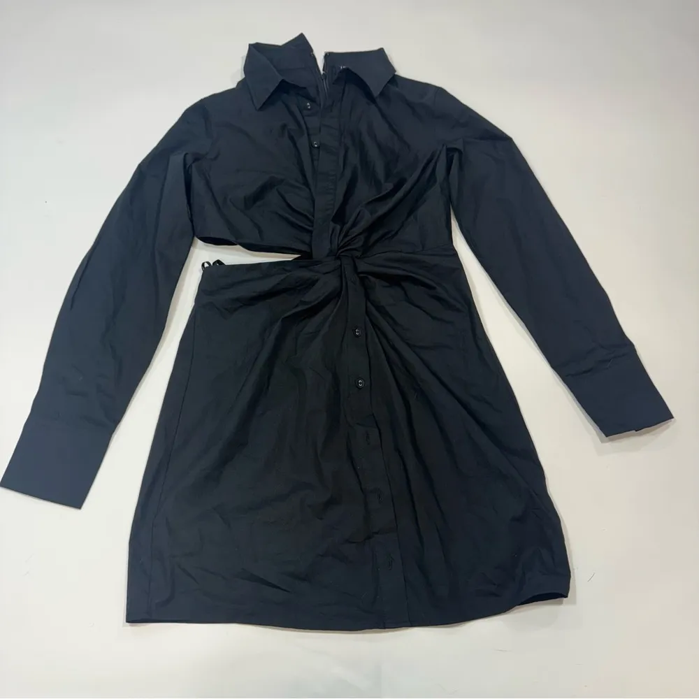 MINKPINK Allegra Twist Shirtdress in Black Large - Image 4