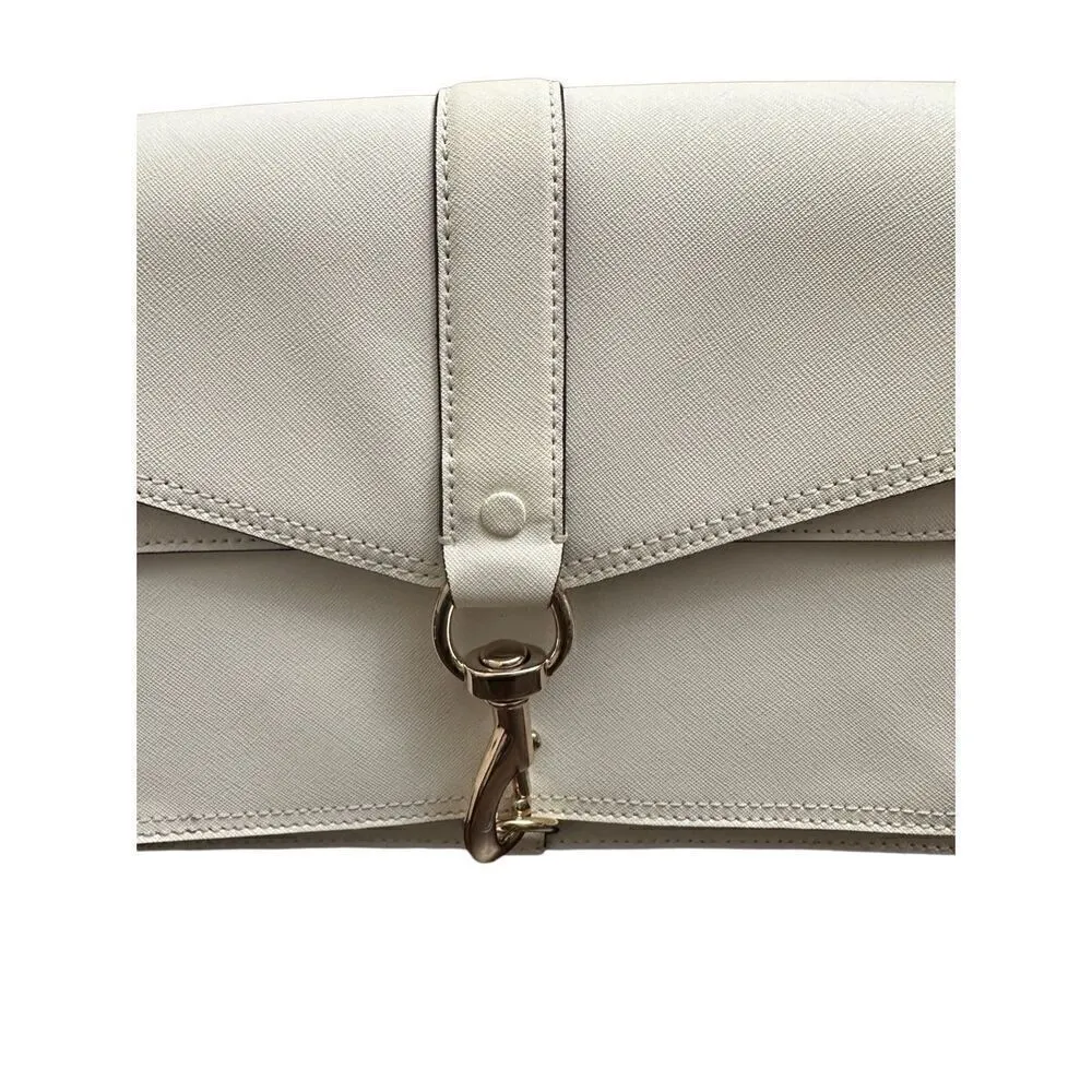Rebecca Minkoff Handbag Bag Crossbody Hudson White Black Saffiano Leather Flap - Image 5