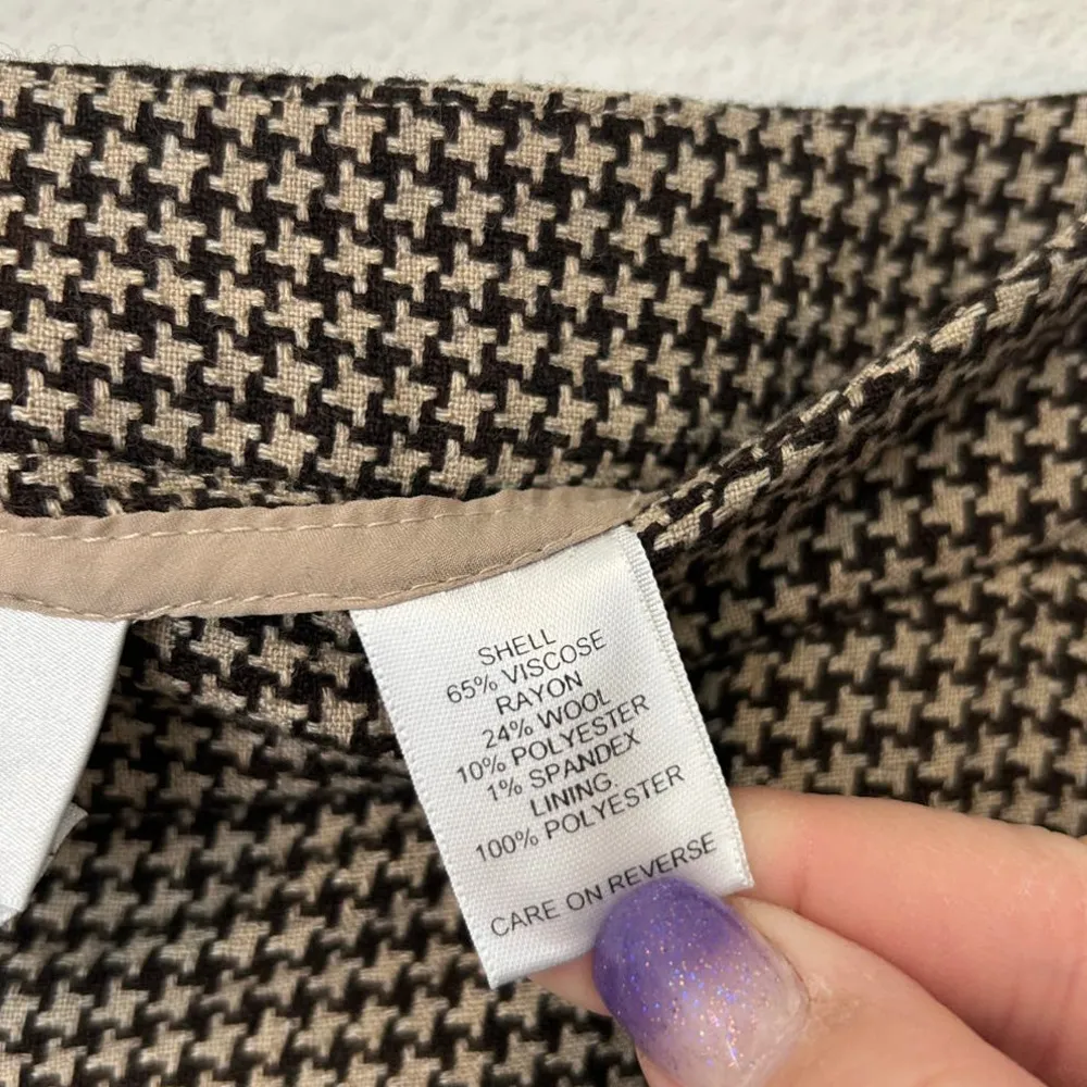 Vintage Talbots Size 10 Wool Pants Stretch Fit Houndstooth Trousers Made In USA - Image 9