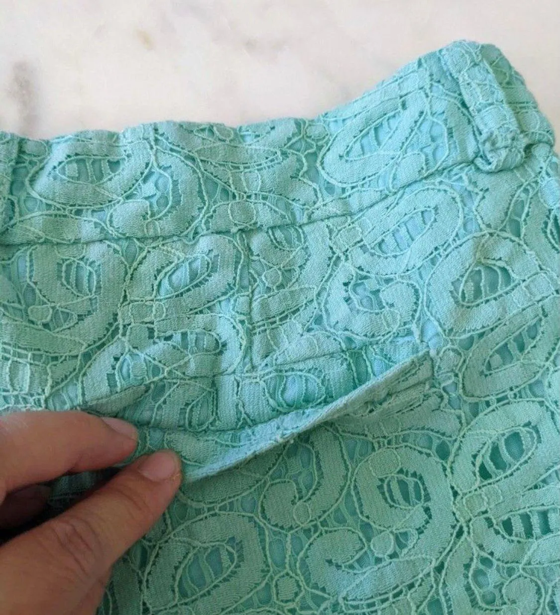 Mint Green Teal Lace Shorts - Image 3