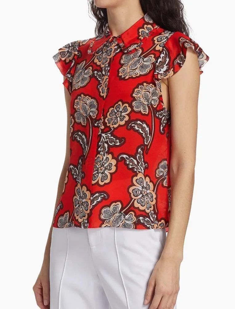 NWT- Alice + Olivia Martel Printed Silk Shirt size L - Image 4