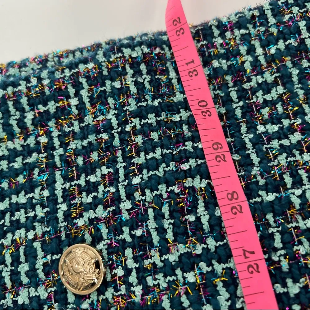 BuddyLove Blue Green and Gold metallic tweed Blazer dress Size Medium - Image 12