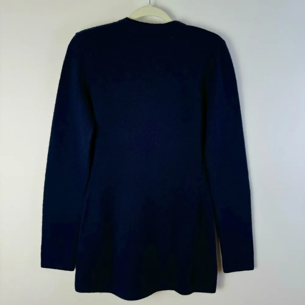 Ralph Lauren Purple Label Cashmere Cardigan Zipper Small Longline Navy Blue - Image 4