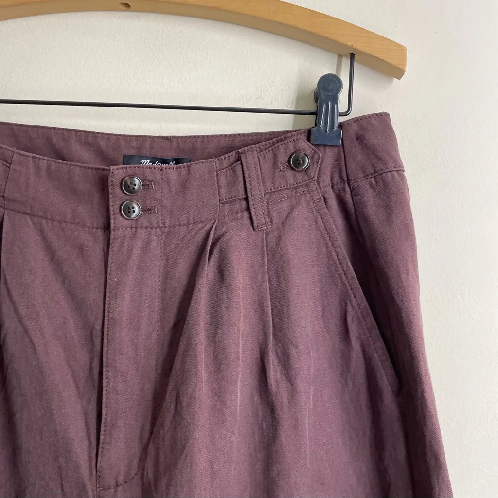 Madewell Harlow Wide Leg Pleated Pants Chocolate Raisin Tencel Linen Sz 10 NWT - Image 5