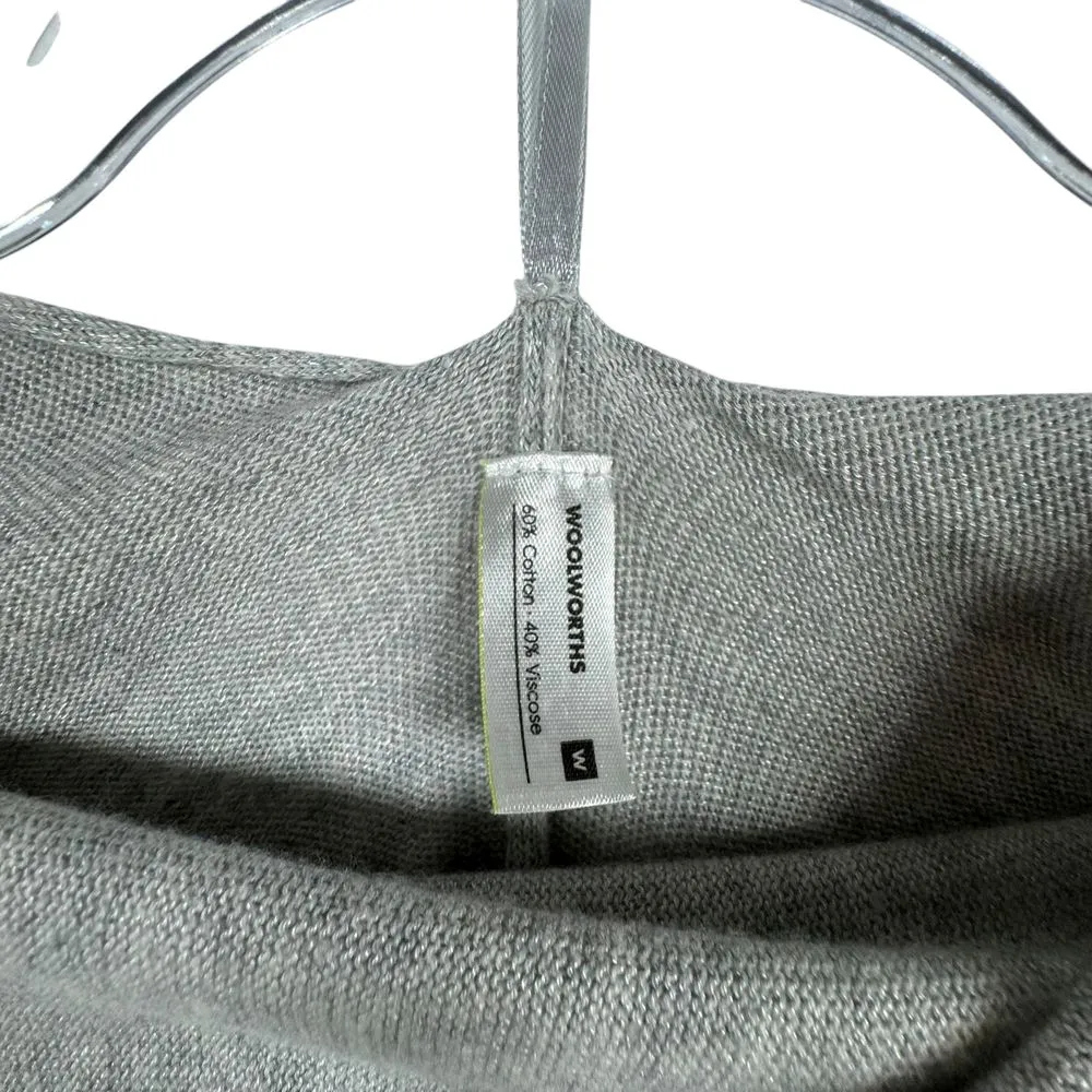 Woolworths Elegant Gray Knit Poncho Ruffle Trim‎ Versatile Wrap Shawl Lagenlook Size L - Image 2
