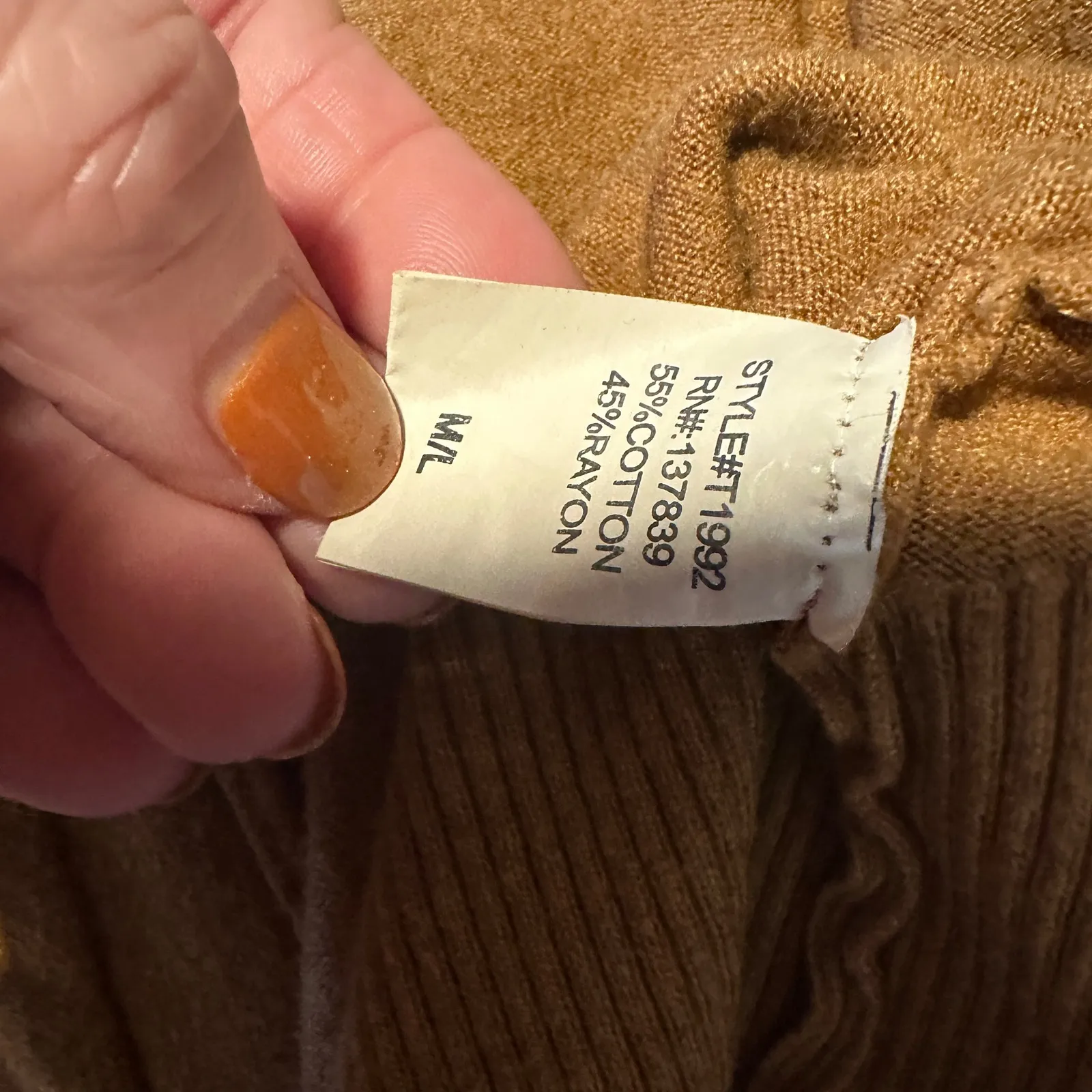 Dreamers Long Open Front Cardigan Sweater M/L Camel Brown Pockets - Image 9