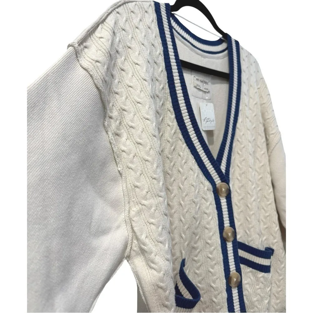 NWT We The Free People Varsity Cardigan Oversized‎ Sweater Ivory Ecru XS - Image 6