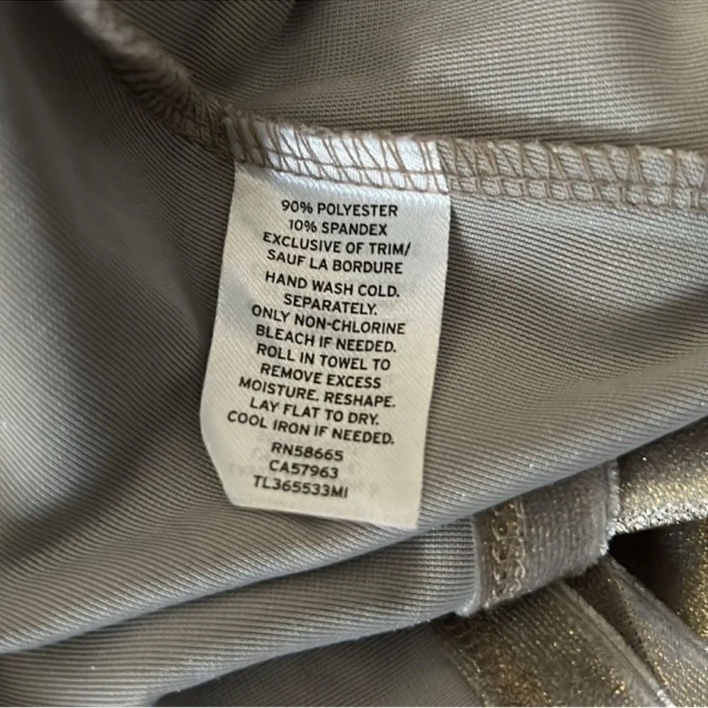 Leith Beige Metalic High Slit Maxi Dress(Size Medium) - Image 5