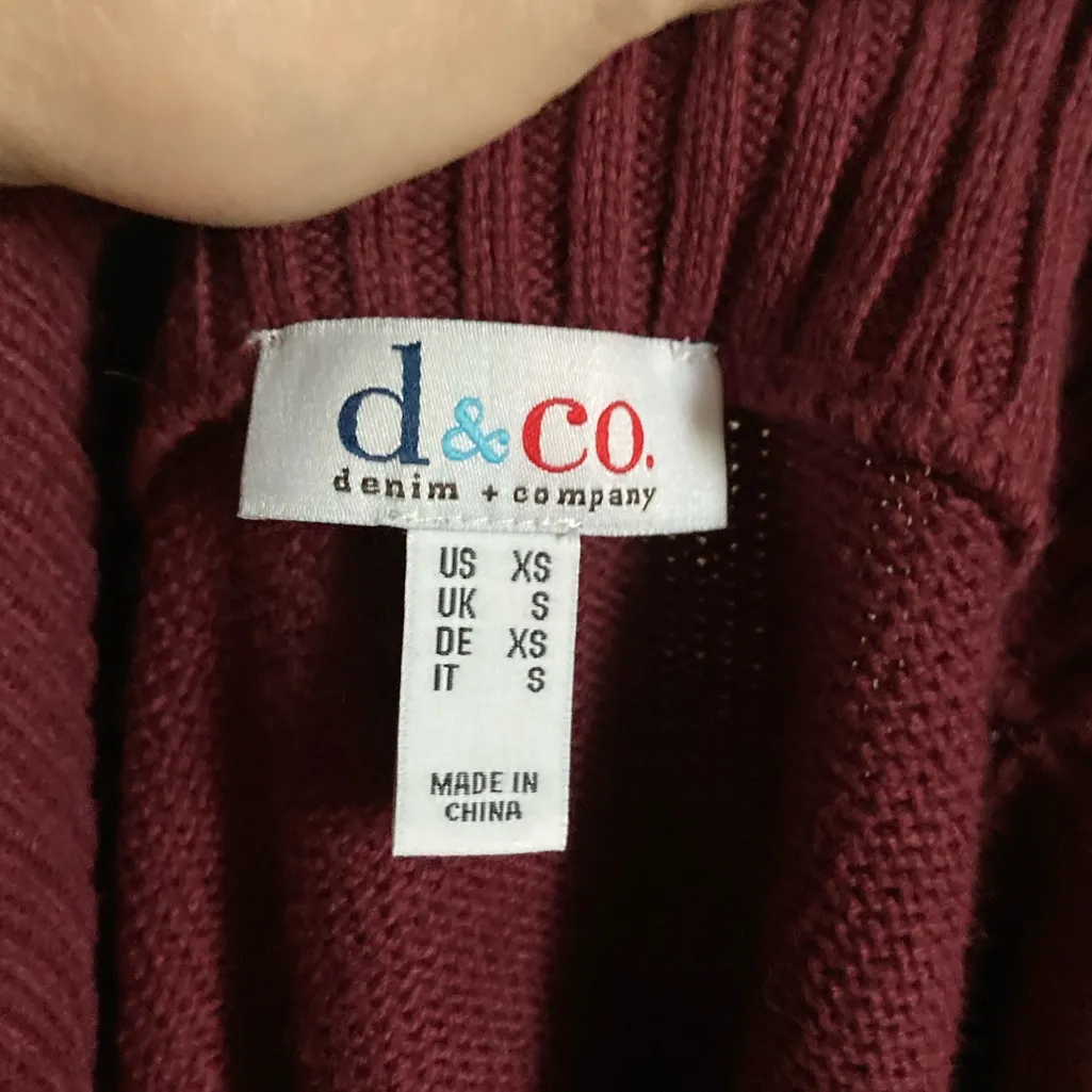 Denim & Company Heritage Maroon Quilted Woven-Front Sweater Jacket #W - Image 4