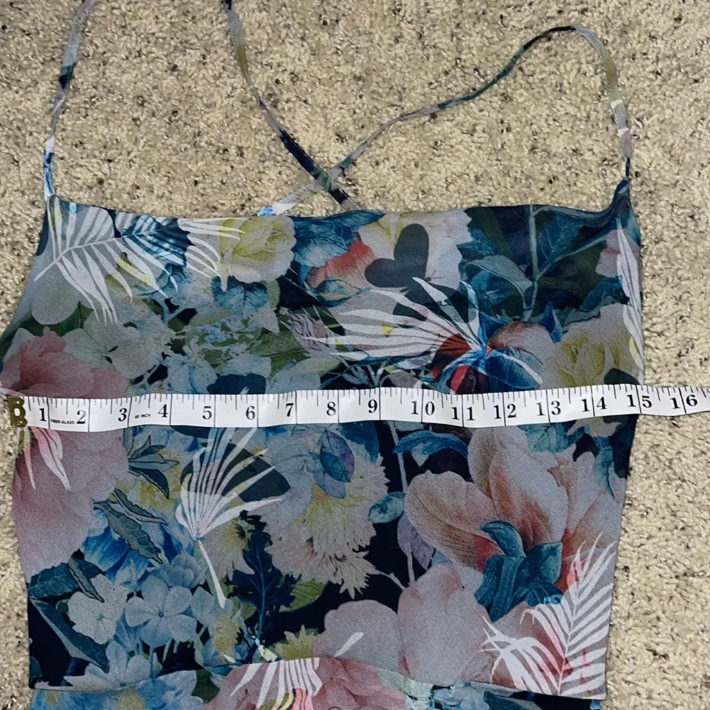 SAU LEE SAULEE Frieda Floral Midi Dress in Blue Multi Print Cowl Neckline Size 4 - Image 4